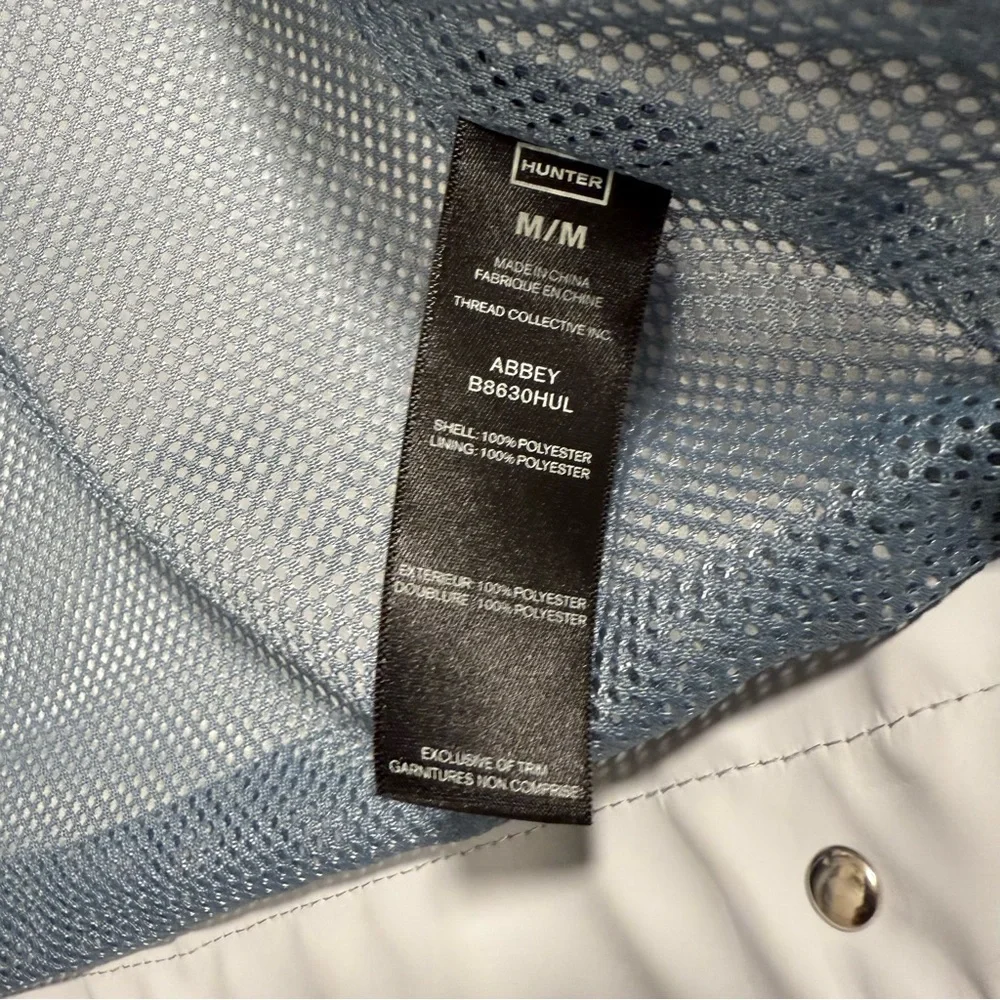 Hunter Abbey Short Rubberized Rain Jacket Light Gray Medium Waterproof Coat - Picture 4 of 10